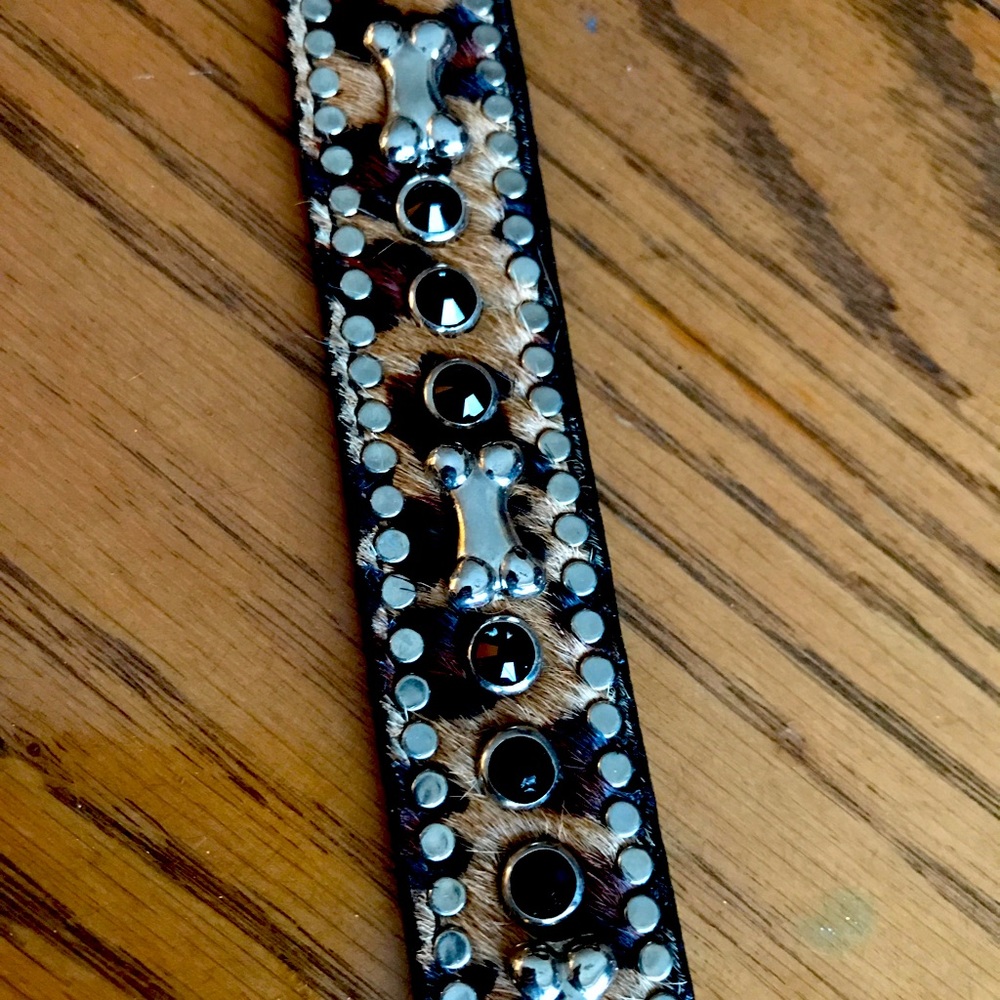 Woof Wear Dog Collar, 20”, Bone Studs/Crystals